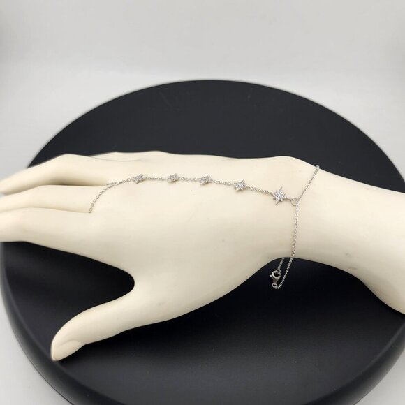 Sterling Silver 925 Hand Chain Bracelet with Ring – Star Design - Picture 8 of 9